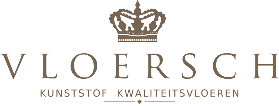 Beeldmerk van Vloersch uit 2026: kroon boven het woordmerk Vloersch Kunststof Kwaliteitsvloeren